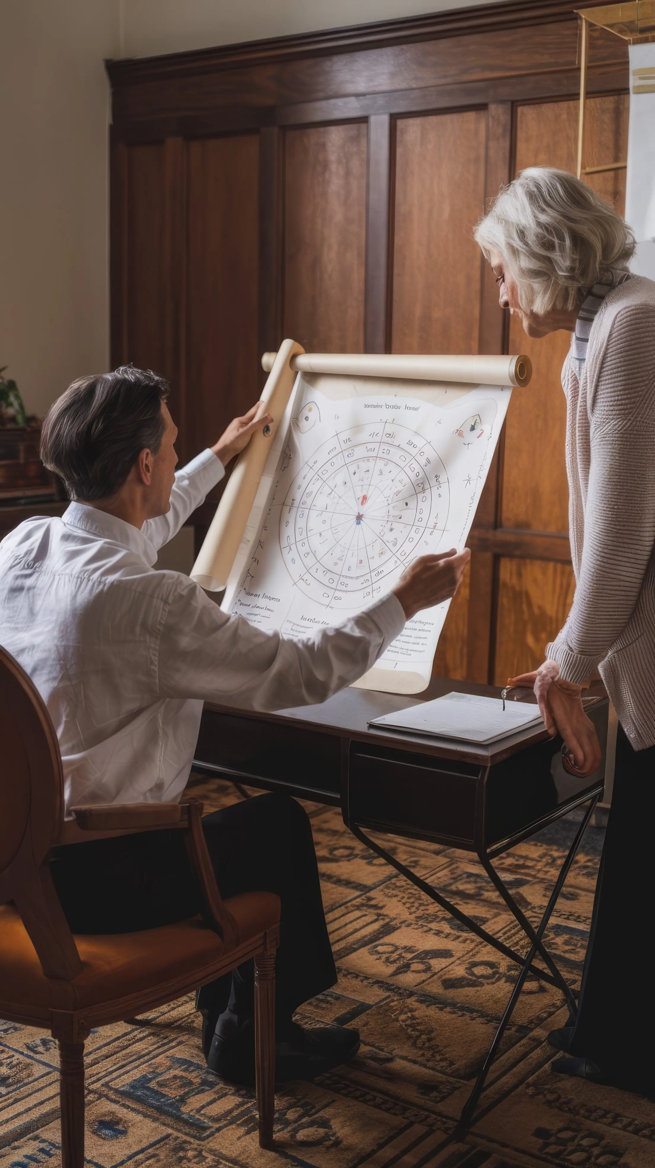 Astrologe zeigt Geburtshoroskope